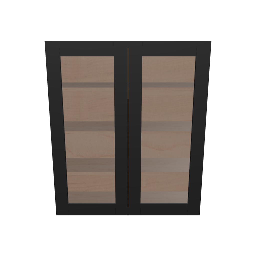 Modernform Cabinet Onyx Black Shaker 36" W X 42" H X 12" D Double Glass Door Wall Cabinet