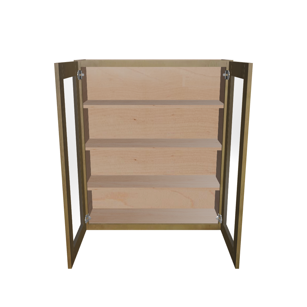 Modernform Cabinet Natural Shaker 36" W X 42" H X 12" D Double Glass Door Wall Cabinet