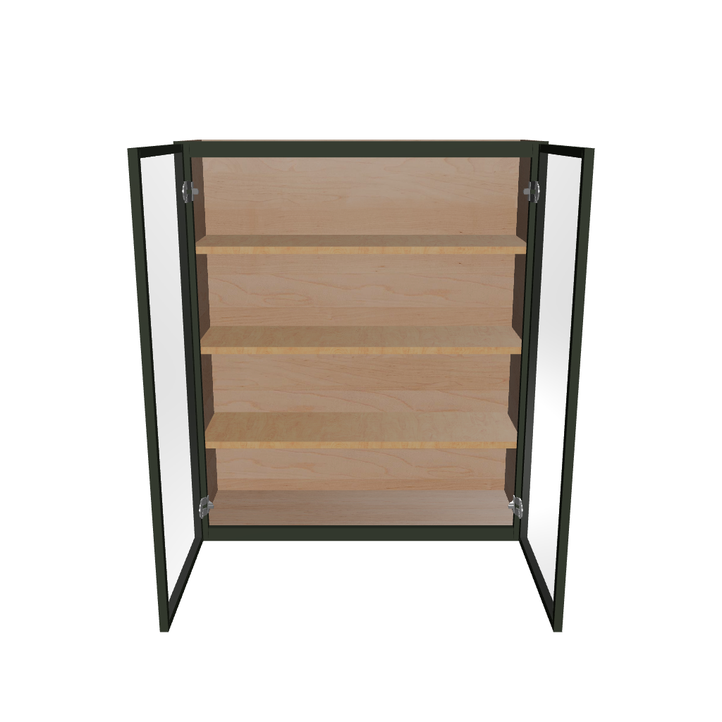 Modernform Cabinet Slim Sage Green 36" W X 42" H X 12" D Double Glass Door Wall Cabinet