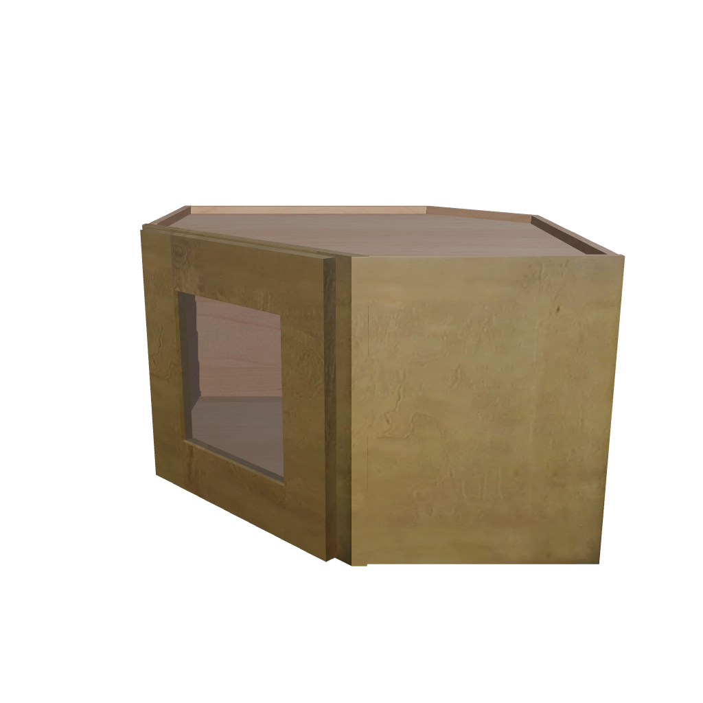 Modernform Cabinet Natural Shaker 24" W X 15" H X 12" D Diagonal Corner Glass Door Wall Cabinet