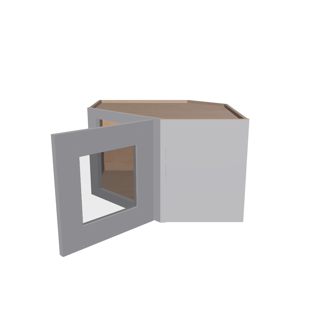Modernform Cabinet Grey Shaker 24" W X 15" H X 12" D Diagonal Corner Glass Door Wall Cabinet