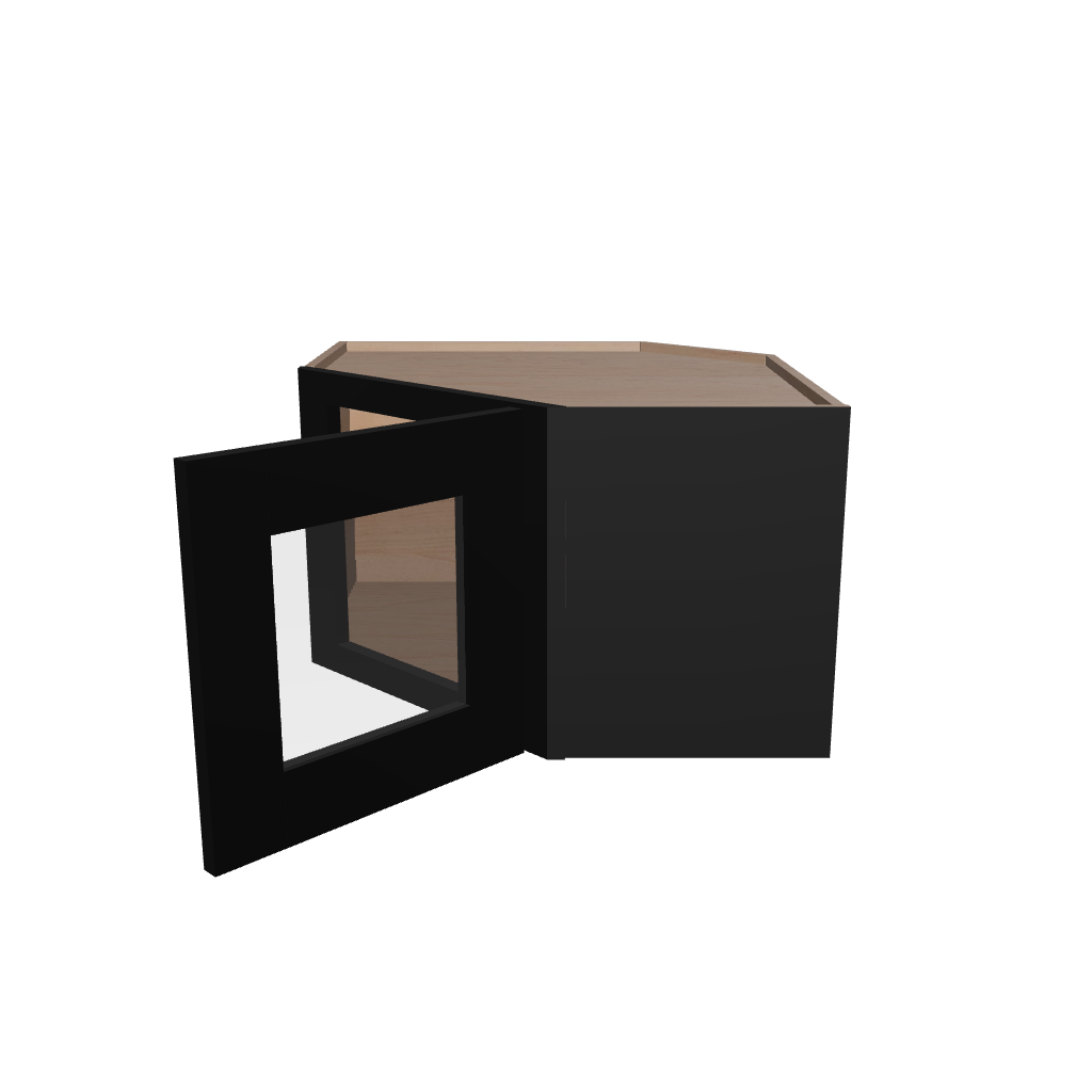 Modernform Cabinet Onyx Black Shaker 24" W X 15" H X 12" D Diagonal Corner Glass Door Wall Cabinet