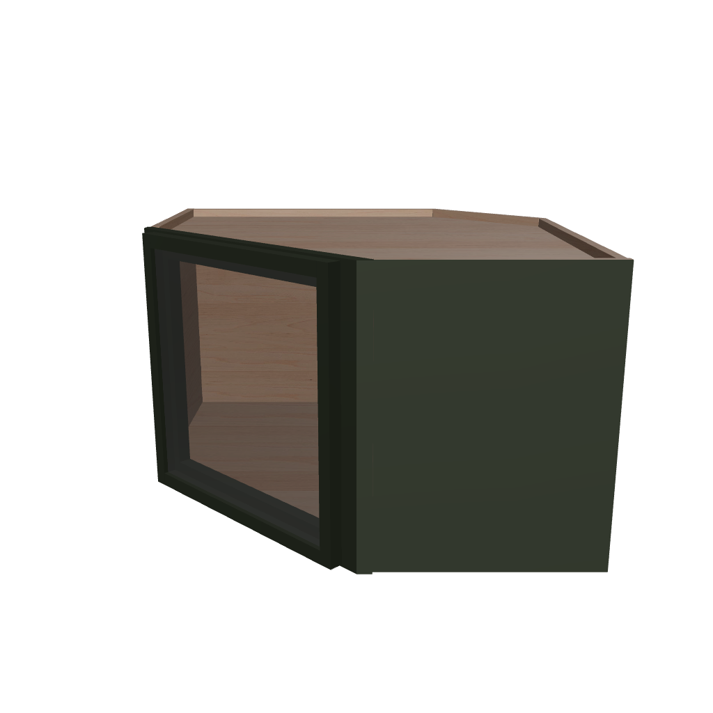 Modernform Cabinet Slim Sage Green 24" W X 15" H X 12" D Diagonal Corner Glass Door Wall Cabinet