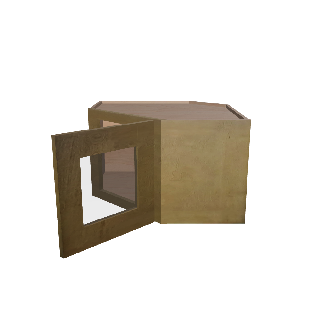 Modernform Cabinet Natural Shaker 24" W X 15" H X 12" D Diagonal Corner Glass Door Wall Cabinet