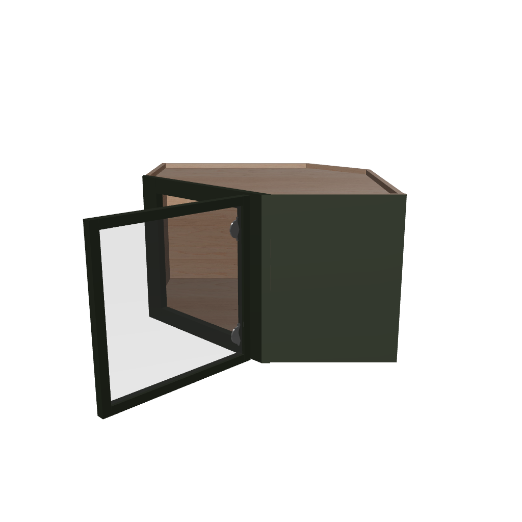 Modernform Cabinet Slim Sage Green 24" W X 15" H X 12" D Diagonal Corner Glass Door Wall Cabinet