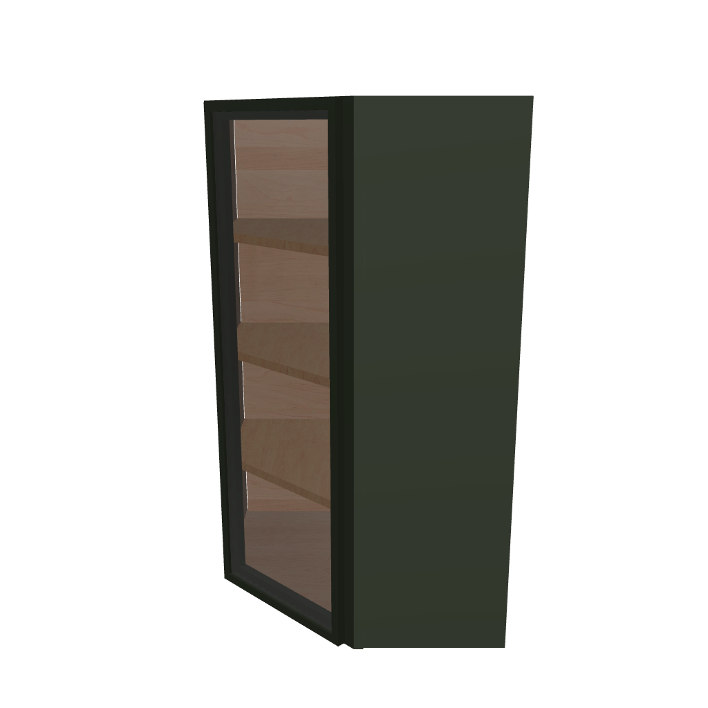Modernform Cabinet Slim Sage Green 24" W X 42" H X 12" D Wall Diagonal Corner Glass Door Cabinet