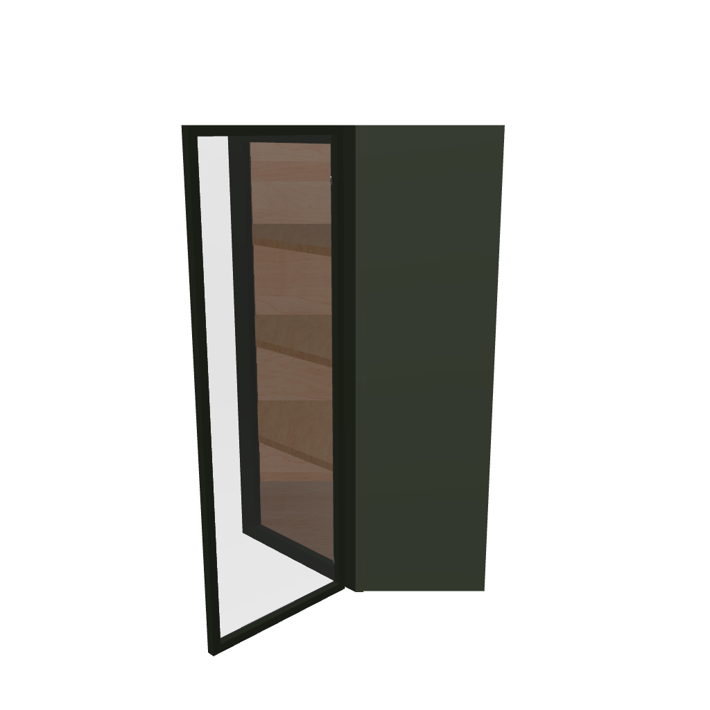 Modernform Cabinet Slim Sage Green 24" W X 42" H X 12" D Wall Diagonal Corner Glass Door Cabinet