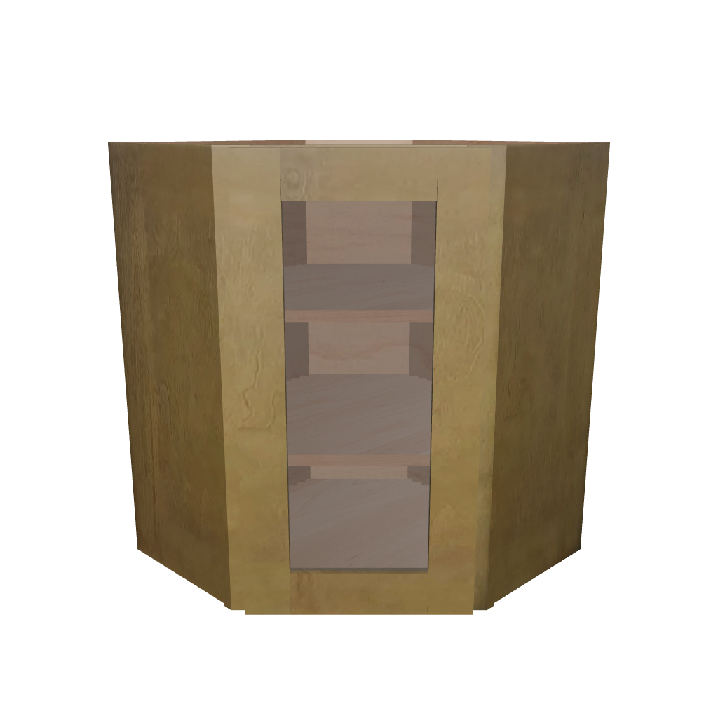Modernform Cabinet Natural Shaker 24" W X 30" H X 12" D Wall Diagonal Corner Glass Door Cabinet