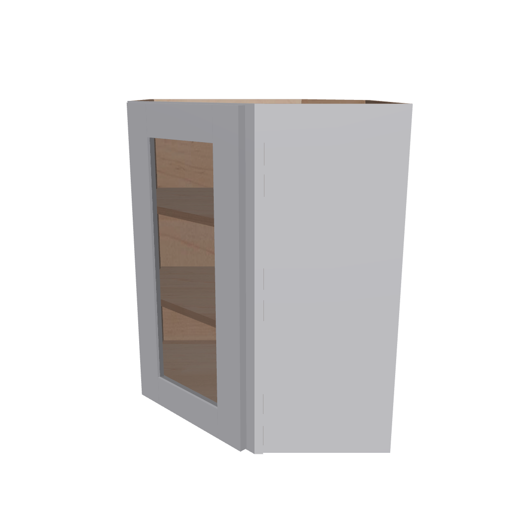 Modernform Cabinet Grey Shaker 24" W X 30" H X 12" D Wall Diagonal Corner Glass Door Cabinet