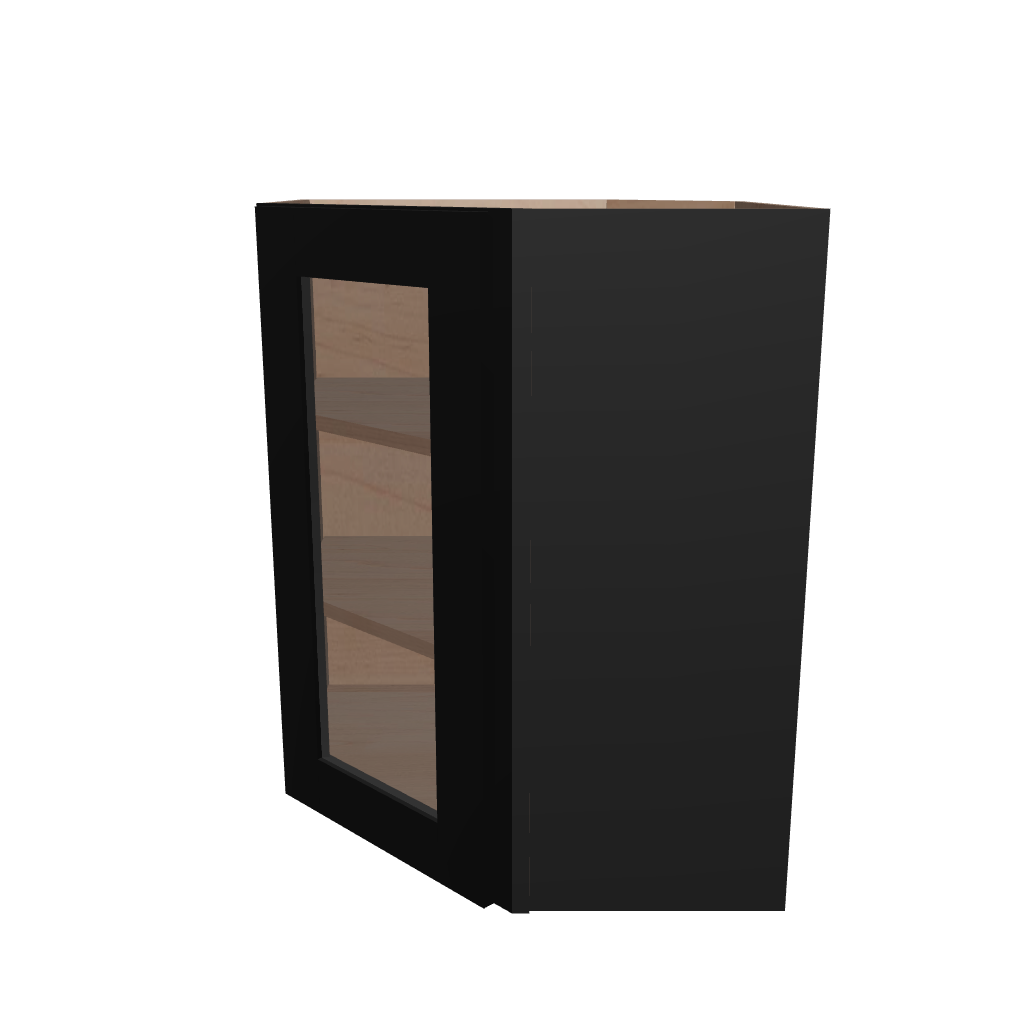 Modernform Cabinet Onyx Black Shaker 24" W X 30" H X 12" D Wall Diagonal Corner Glass Door Cabinet