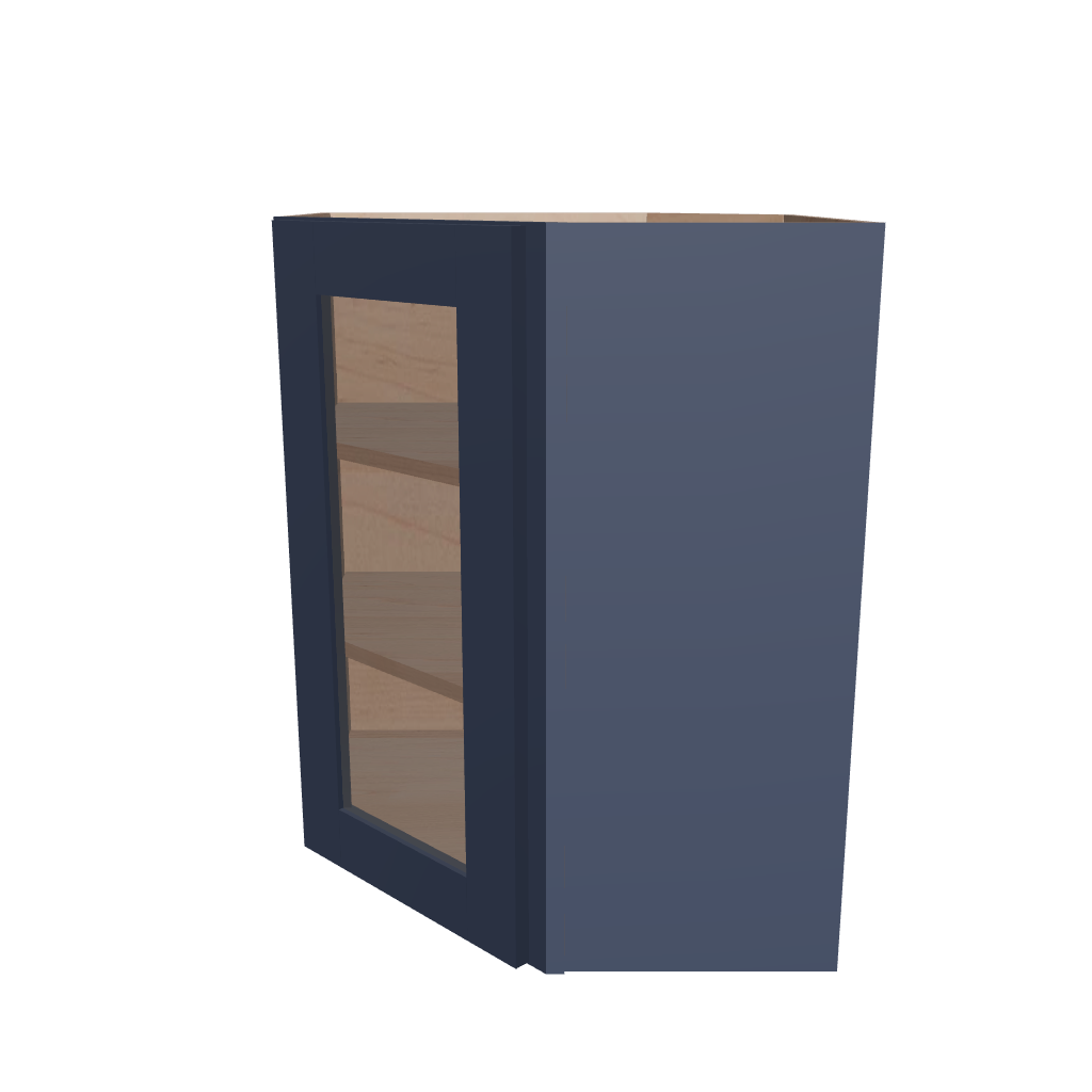 Modernform Cabinet Signature Blue 24" W X 30" H X 12" D Wall Diagonal Corner Glass Door Cabinet