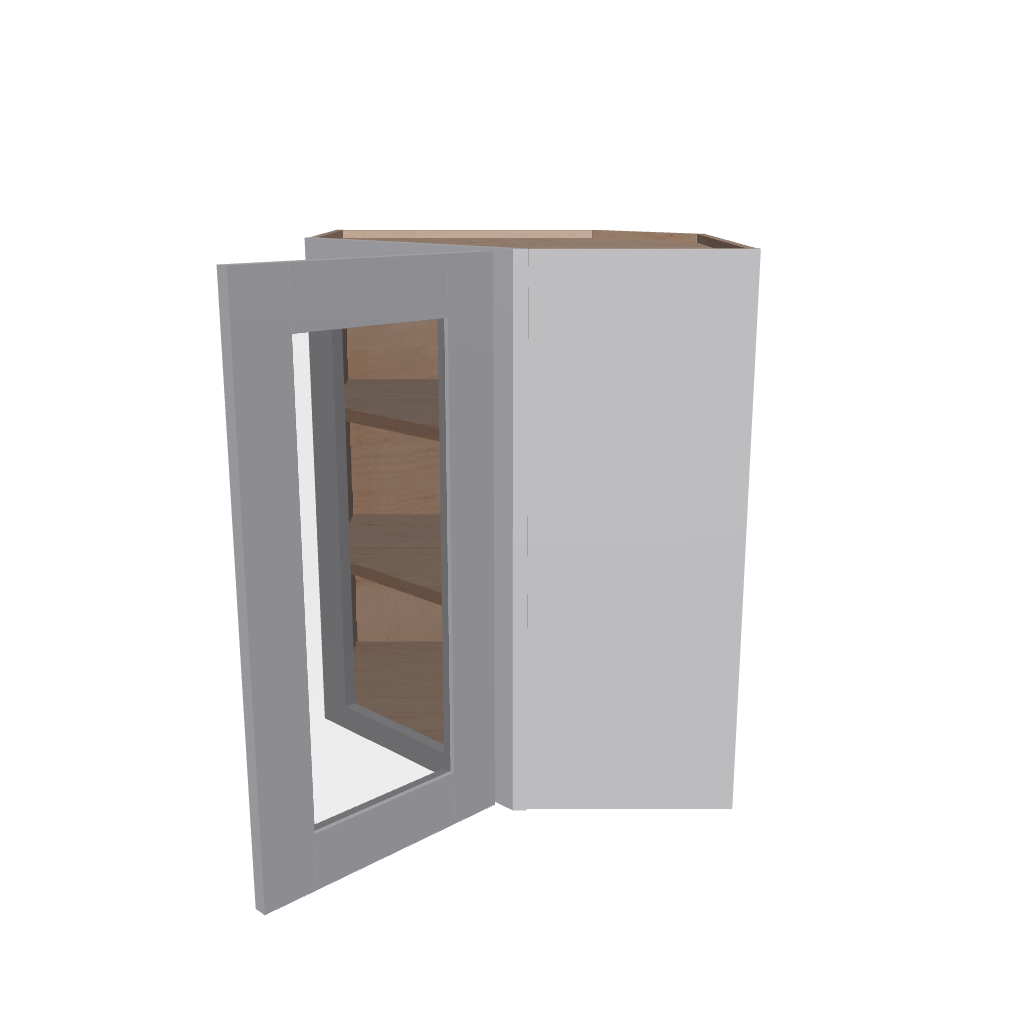 Modernform Cabinet Grey Shaker 24" W X 30" H X 12" D Wall Diagonal Corner Glass Door Cabinet