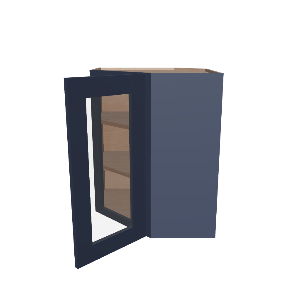 Modernform Cabinet Signature Blue 24" W X 30" H X 12" D Wall Diagonal Corner Glass Door Cabinet