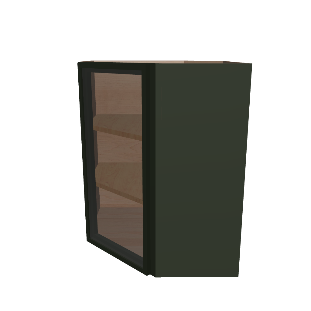 Modernform Cabinet Slim Sage Green 24" W X 30" H X 12" D Wall Diagonal Corner Glass Door Cabinet