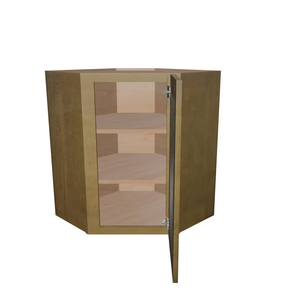Modernform Cabinet Natural Shaker 24" W X 30" H X 12" D Wall Diagonal Corner Glass Door Cabinet