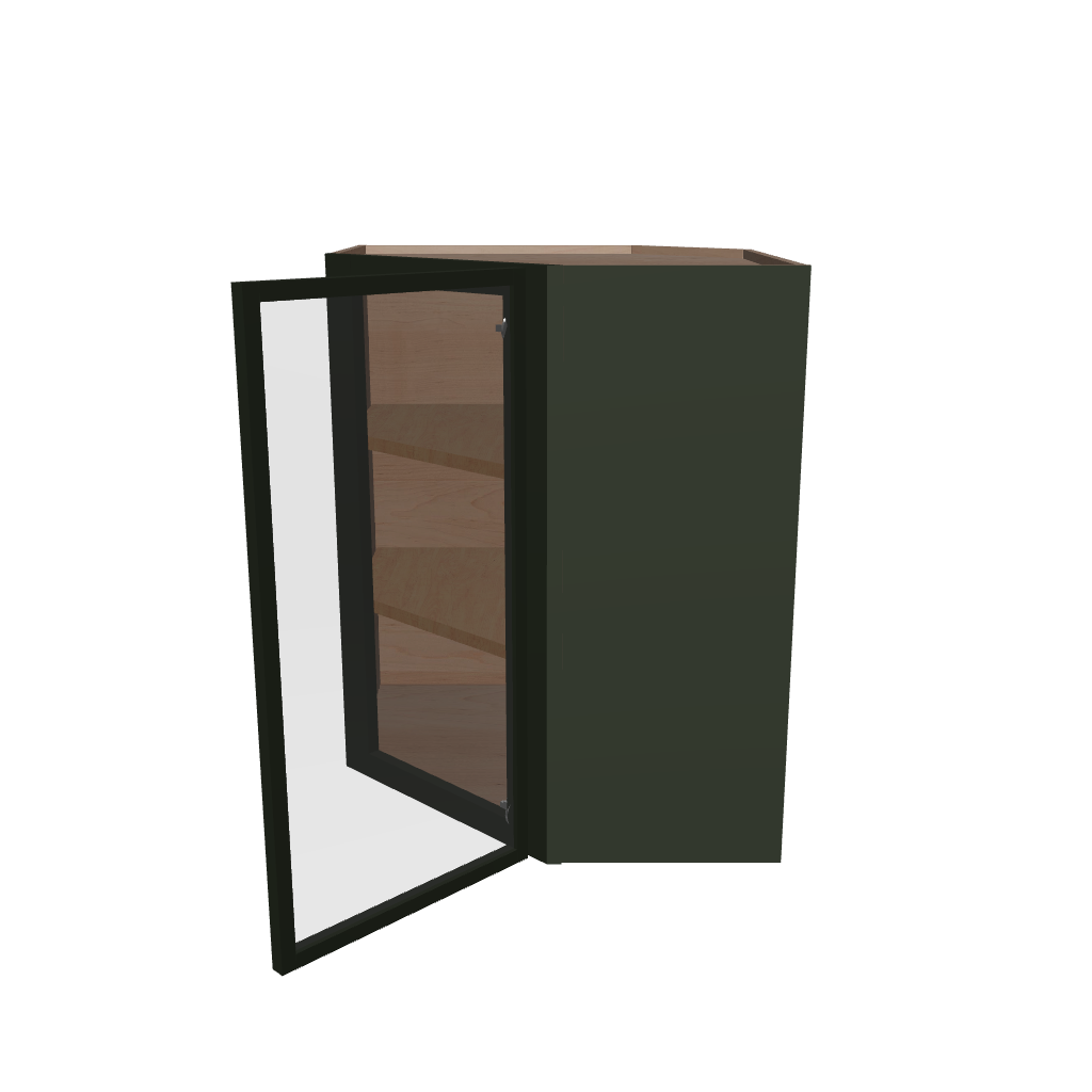 Modernform Cabinet Slim Sage Green 24" W X 30" H X 12" D Wall Diagonal Corner Glass Door Cabinet