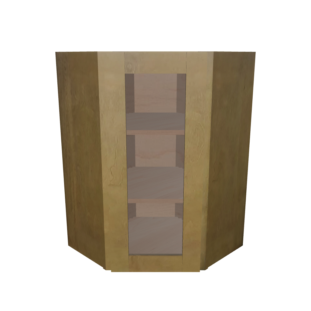 Modernform Cabinet Natural Shaker 24" W X 36" H X 12" D Wall Diagonal Corner Glass Door Cabinet