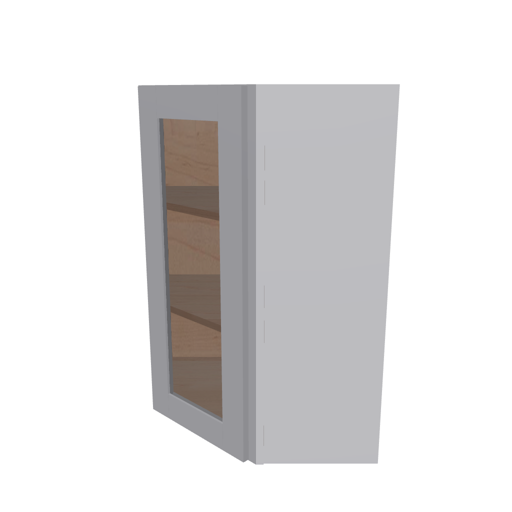 Modernform Cabinet Grey Shaker 24" W X 36" H X 12" D Wall Diagonal Corner Glass Door Cabinet