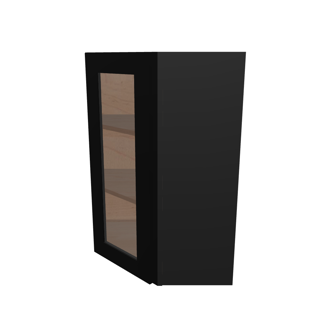 Modernform Cabinet Onyx Black Shaker 24" W X 36" H X 12" D Wall Diagonal Corner Glass Door Cabinet