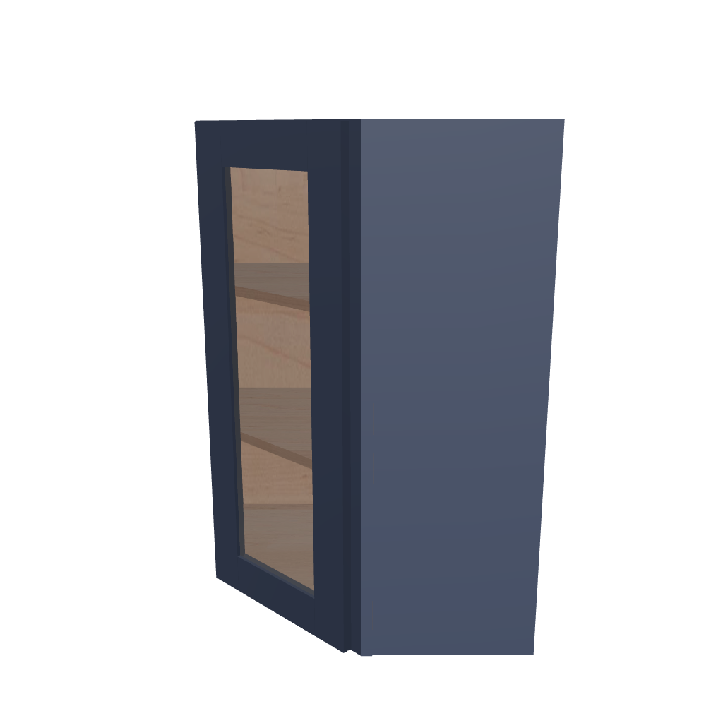 Modernform Cabinet Signature Blue 24" W X 36" H X 12" D Wall Diagonal Corner Glass Door Cabinet