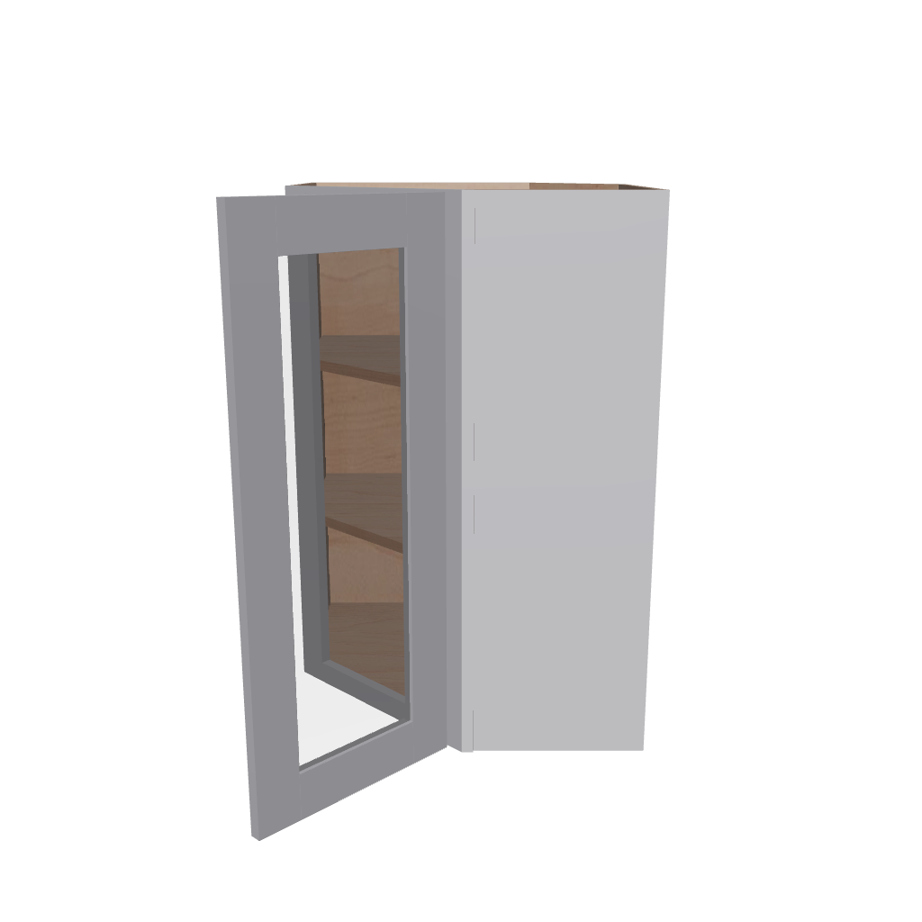 Modernform Cabinet Grey Shaker 24" W X 36" H X 12" D Wall Diagonal Corner Glass Door Cabinet