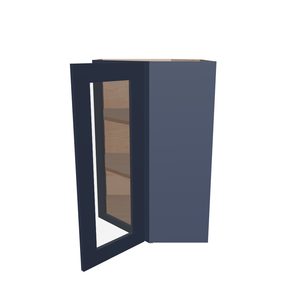 Modernform Cabinet Signature Blue 24" W X 36" H X 12" D Wall Diagonal Corner Glass Door Cabinet