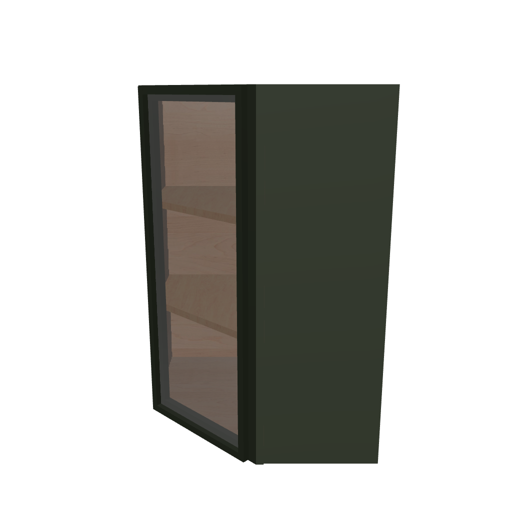 Modernform Cabinet Slim Sage Green 24" W X 36" H X 12" D Wall Diagonal Corner Glass Door Cabinet