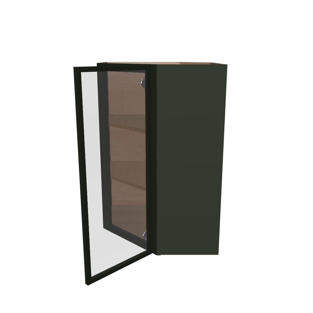 Modernform Cabinet Slim Sage Green 24" W X 36" H X 12" D Wall Diagonal Corner Glass Door Cabinet