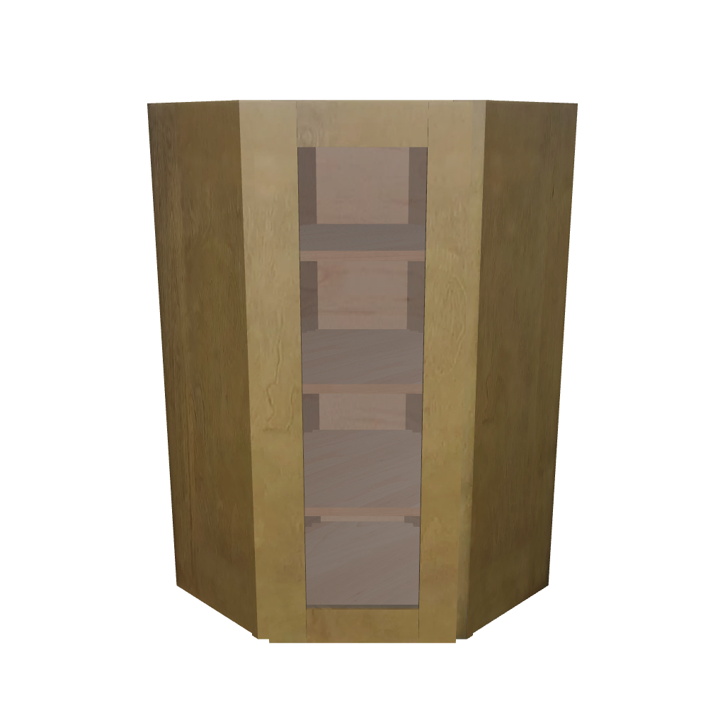 Modernform Cabinet Natural Shaker 24" W X 42" H X 12" D Wall Diagonal Corner Glass Door Cabinet