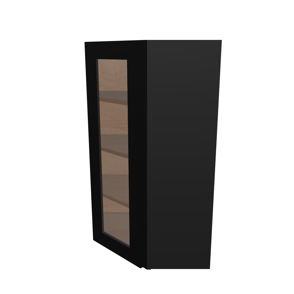 Modernform Cabinet Onyx Black Shaker 24" W X 42" H X 12" D Wall Diagonal Corner Glass Door Cabinet
