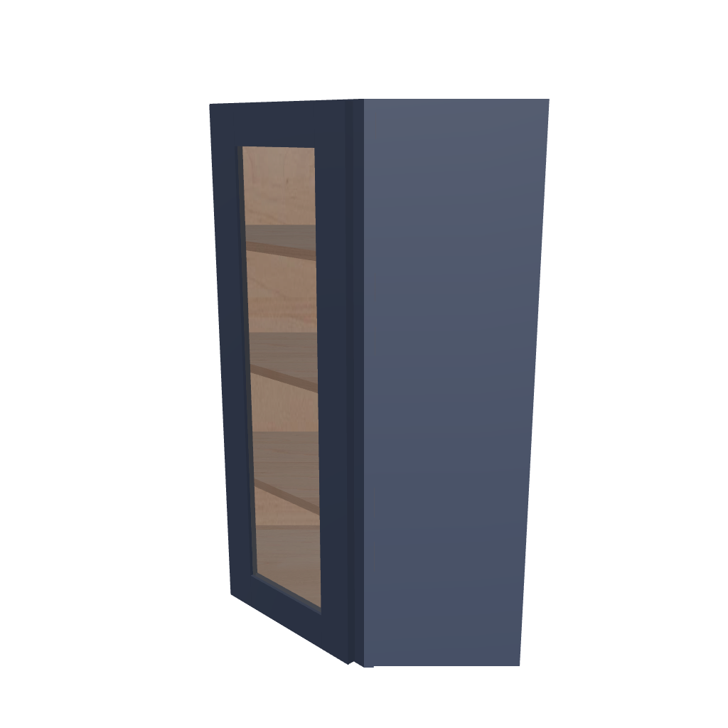 Modernform Cabinet Signature Blue 24" W X 42" H X 12" D Wall Diagonal Corner Glass Door Cabinet