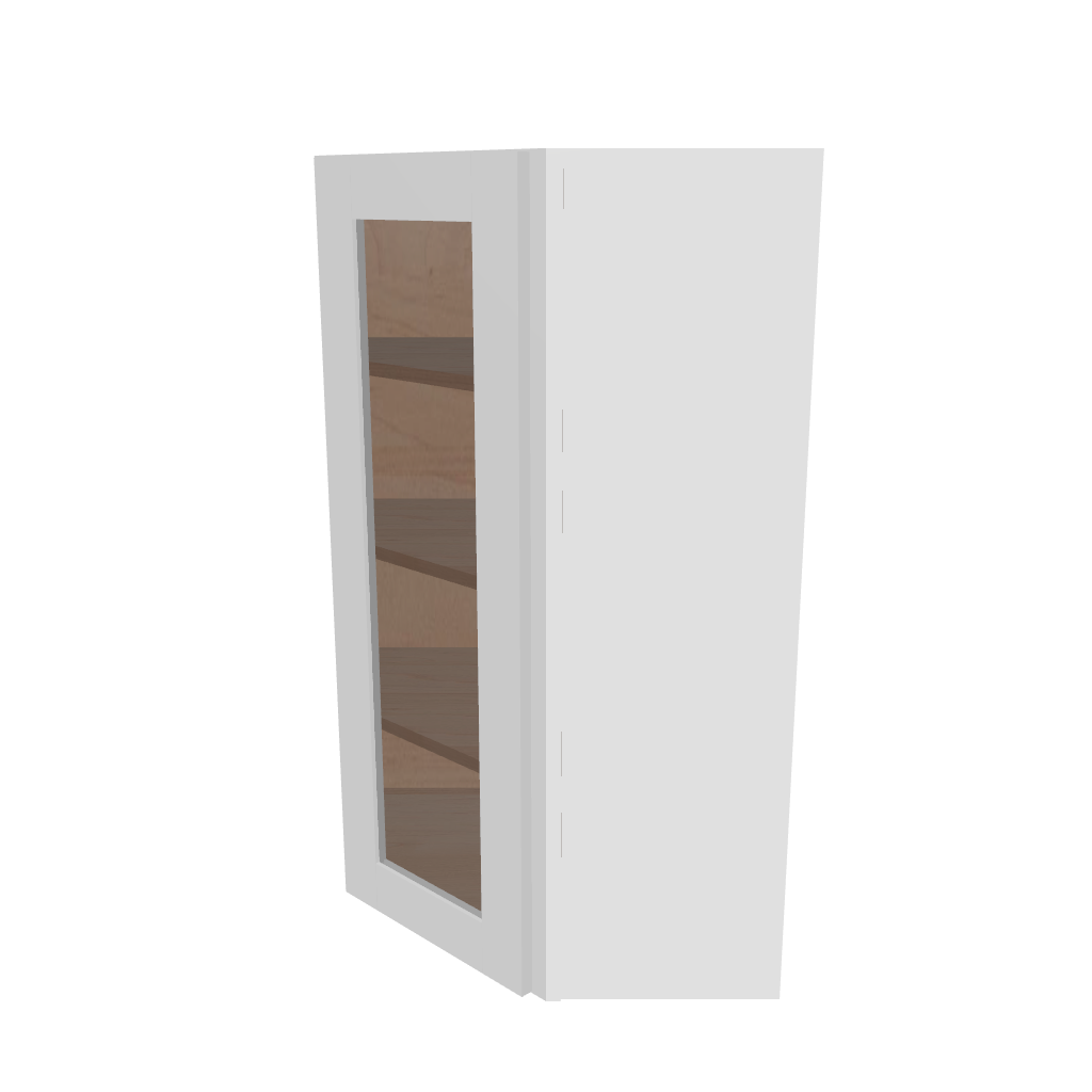 Modernform Cabinet Grey Shaker 24" W X 42" H X 12" D Wall Diagonal Corner Glass Door Cabinet