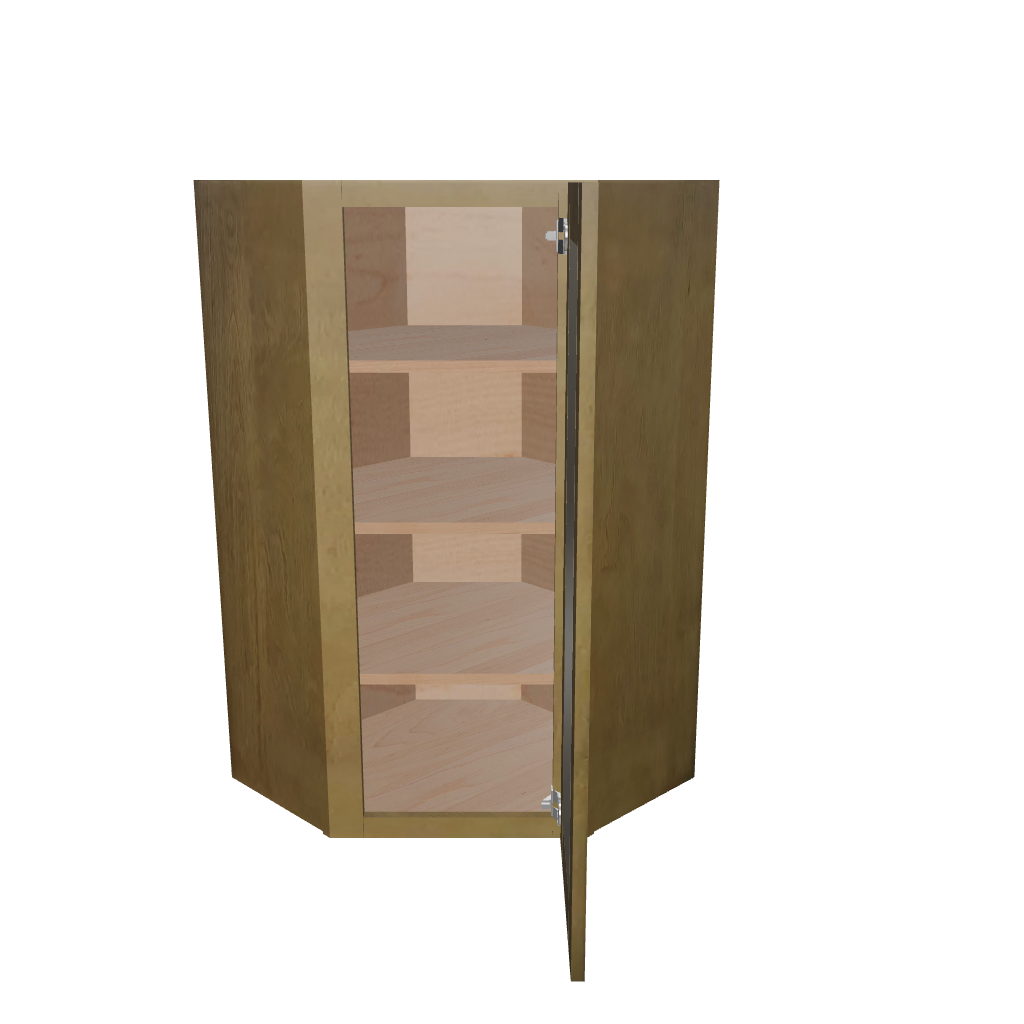 Modernform Cabinet Natural Shaker 24" W X 42" H X 12" D Wall Diagonal Corner Glass Door Cabinet