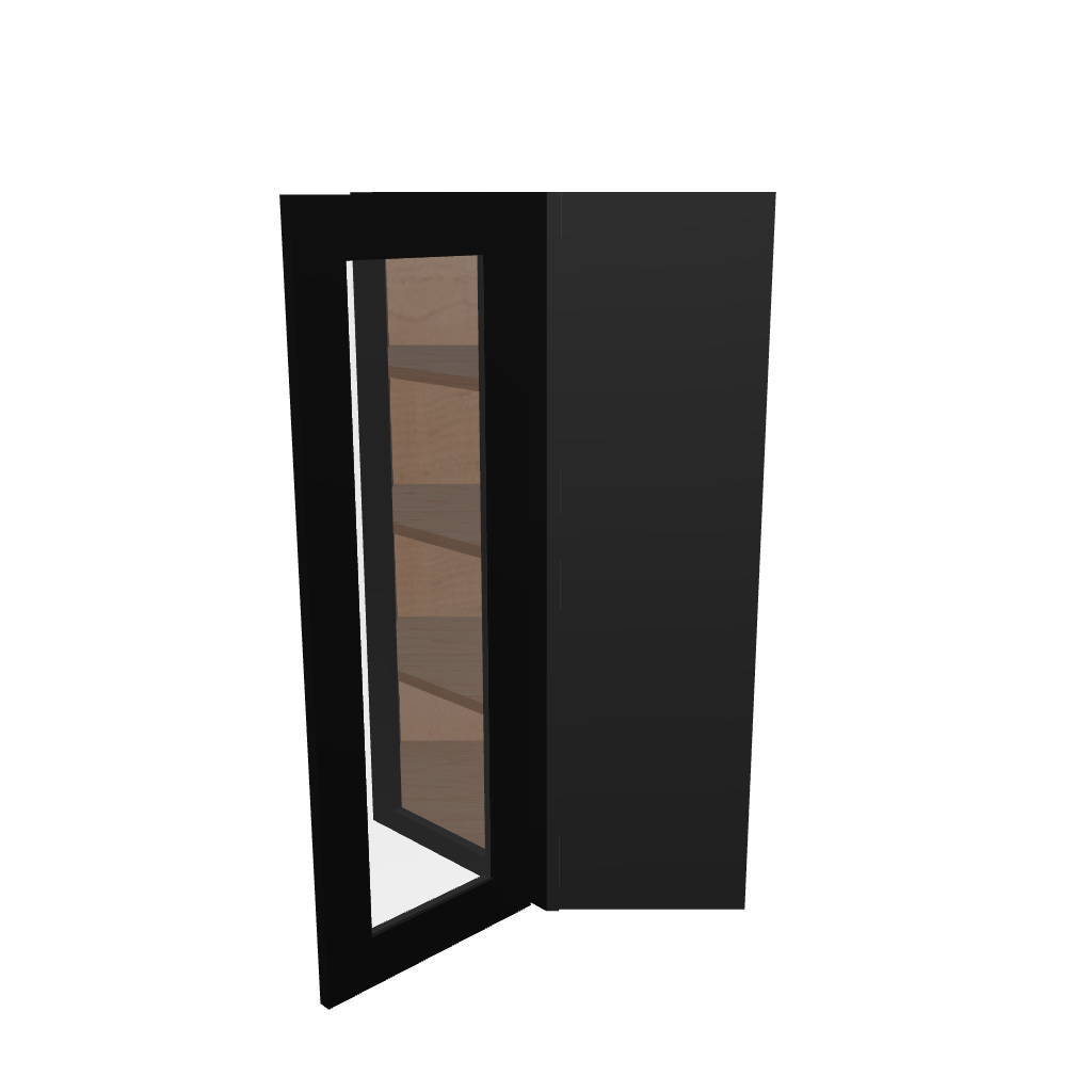 Modernform Cabinet Onyx Black Shaker 24" W X 42" H X 12" D Wall Diagonal Corner Glass Door Cabinet