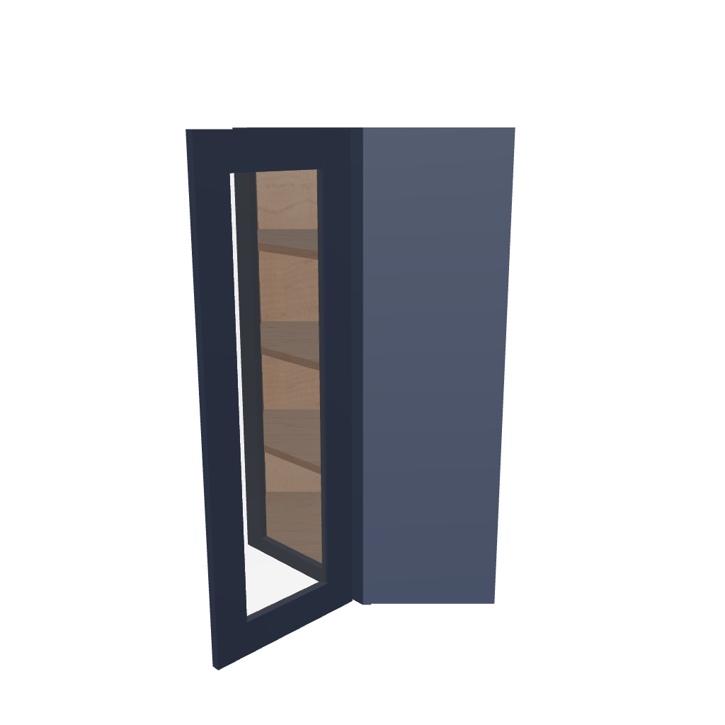 Modernform Cabinet Signature Blue 24" W X 42" H X 12" D Wall Diagonal Corner Glass Door Cabinet