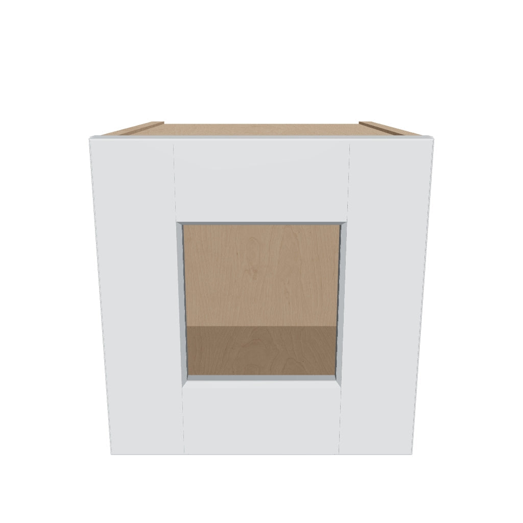 J&K White Shaker S8 Wall Glass Cabinet   12" W x 12" H (No Glass Insert)