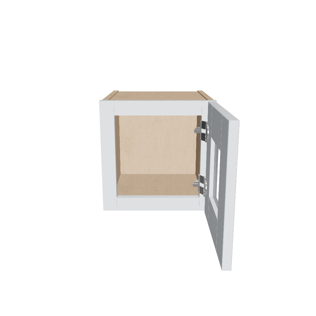 J&K White Shaker S8 Wall Glass Cabinet   12" W x 12" H (No Glass Insert)