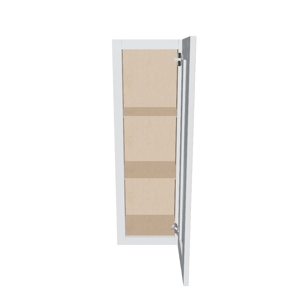 J&K White Shaker S8 Wall Glass Cabinet   12" W x 36" H (No Glass Insert)