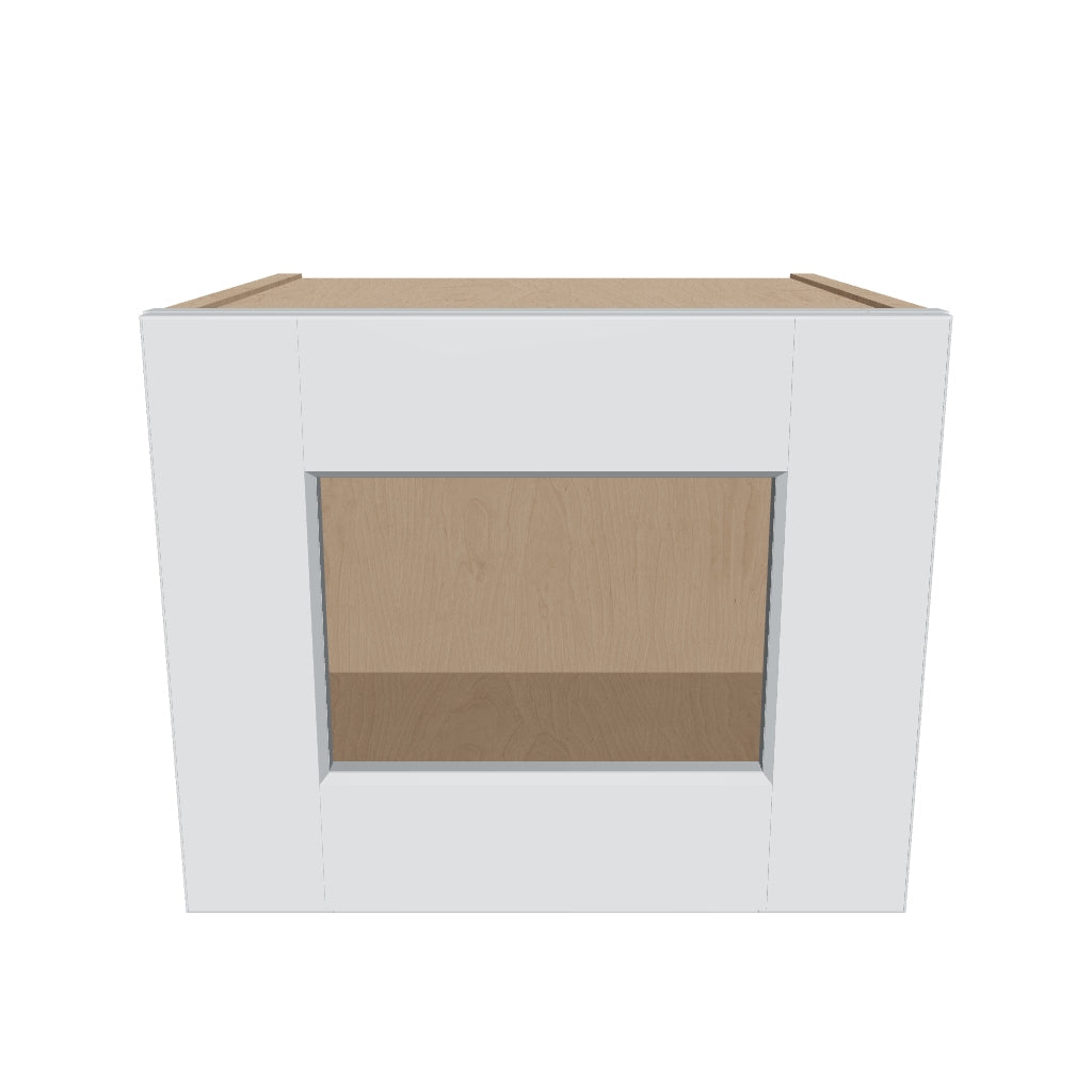 J&K White Shaker S8 Wall Glass Cabinet   15" W x 12" H (No Glass Insert)