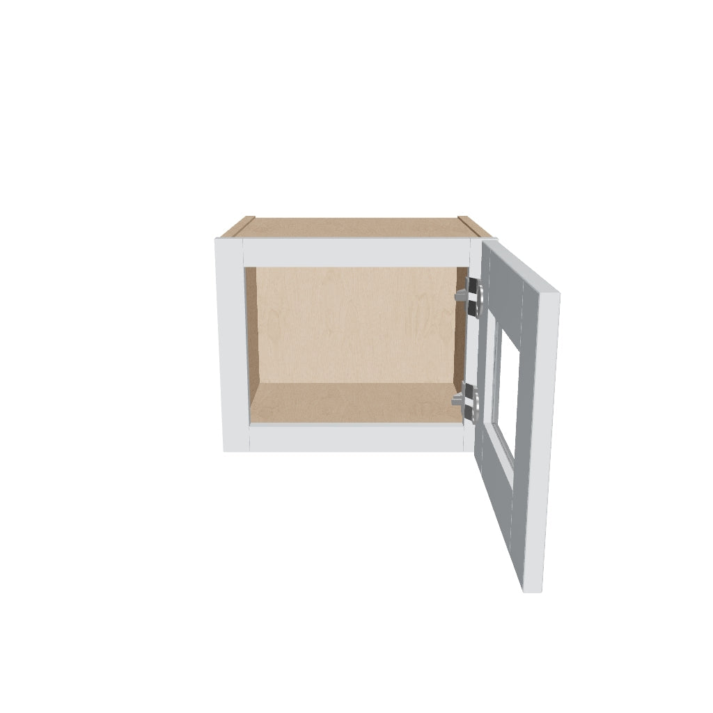 J&K White Shaker S8 Wall Glass Cabinet   15" W x 12" H (No Glass Insert)