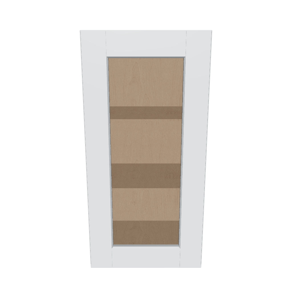 J&K White Shaker S8 Wall Glass Cabinet   15" W x 30" H (No Glass Insert)