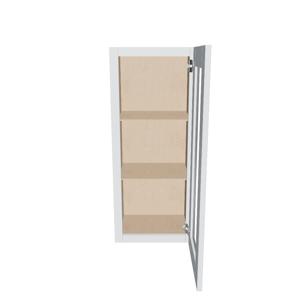 J&K White Shaker S8 Wall Glass Cabinet   15" W x 36" H (No Glass Insert)