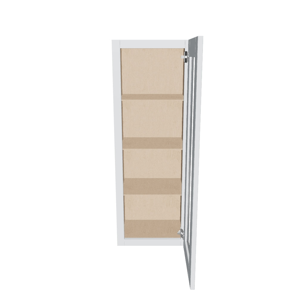 J&K White Shaker S8 Wall Glass Cabinet   15" W x 42" H (No Glass Insert)