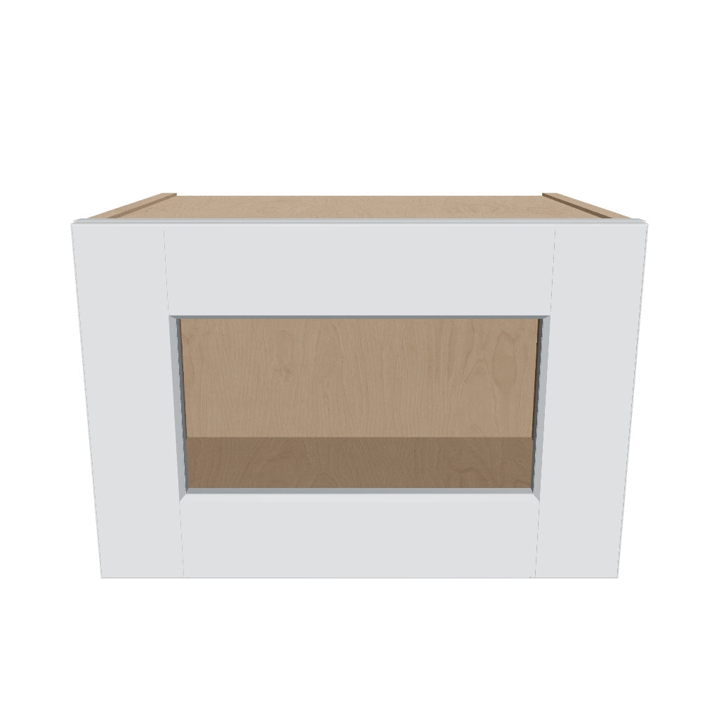 J&K White Shaker S8 Wall Glass Cabinet   18" W x 12" H (No Glass Insert)