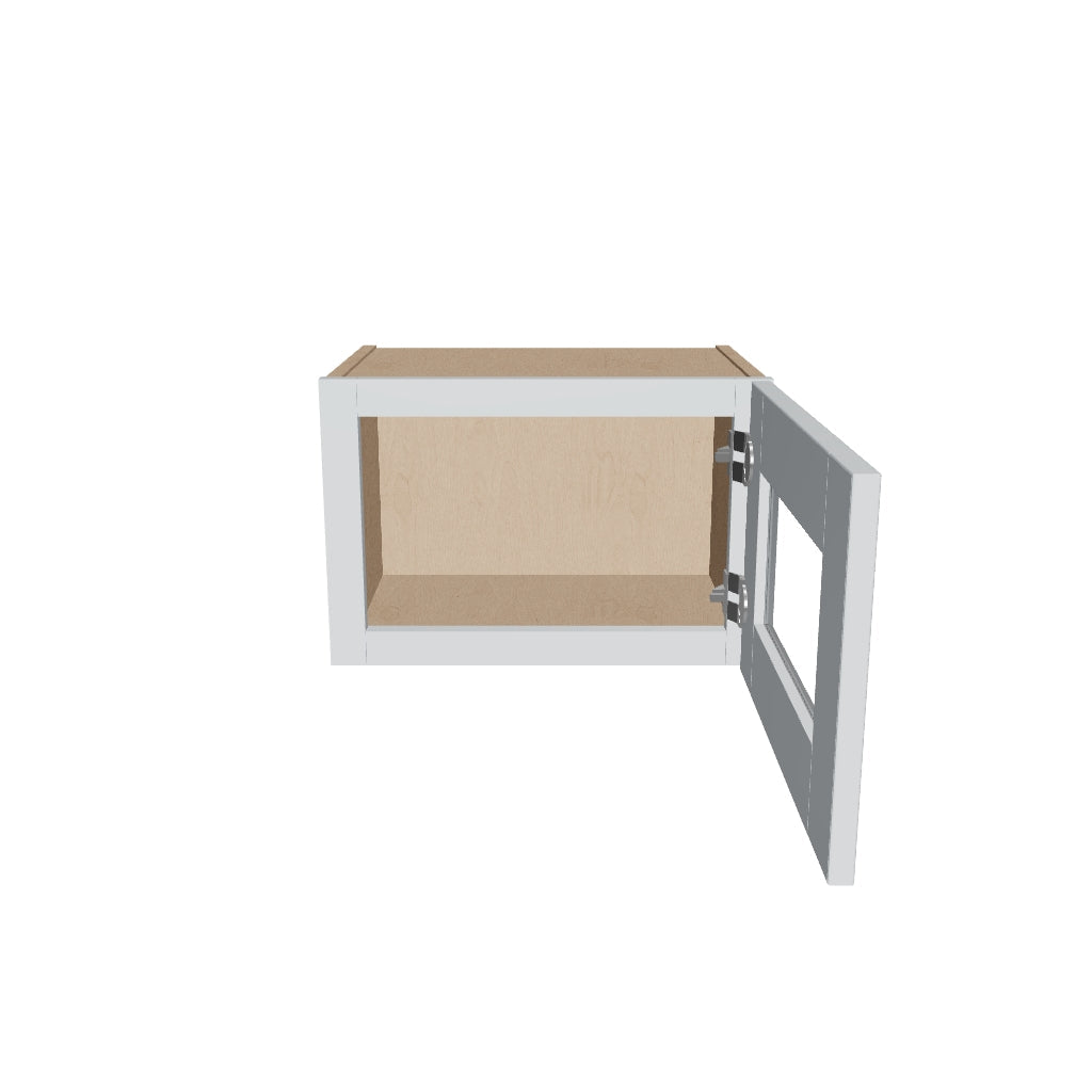 J&K White Shaker S8 Wall Glass Cabinet   18" W x 12" H (No Glass Insert)