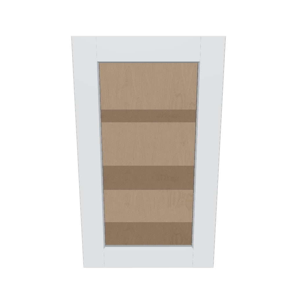 J&K White Shaker S8 Wall Glass Cabinet   18" W x 30" H (No Glass Insert)