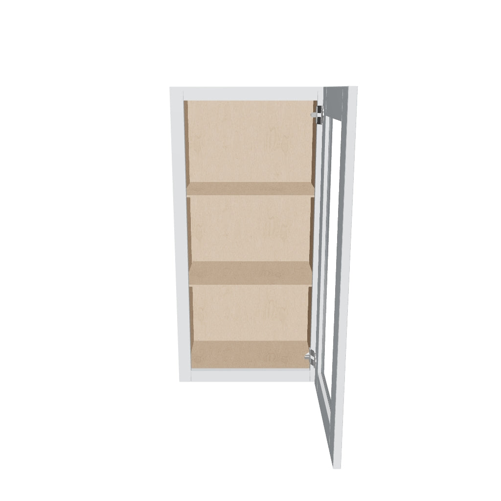 J&K White Shaker S8 Wall Glass Cabinet   18" W x 36" H (No Glass Insert)