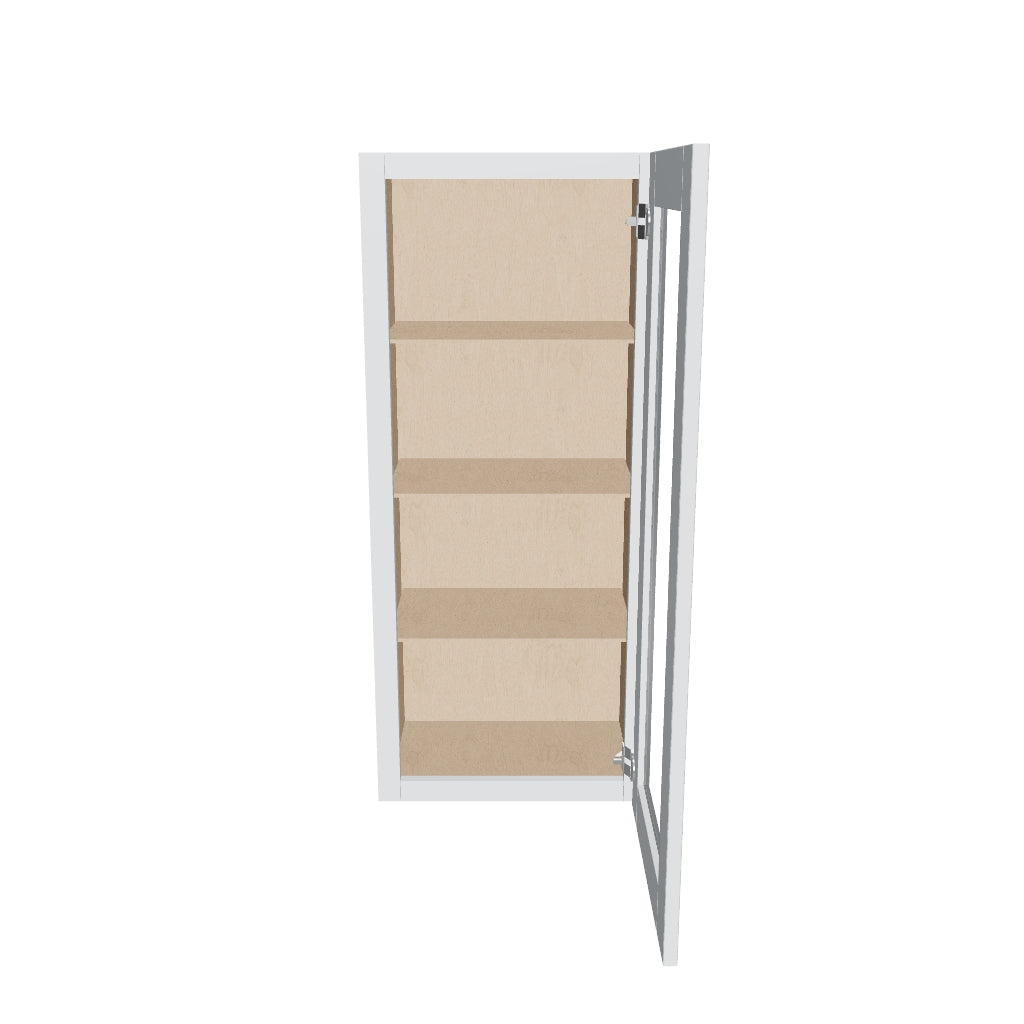 J&K White Shaker S8 Wall Glass Cabinet   18" W x 42" H (No Glass Insert)