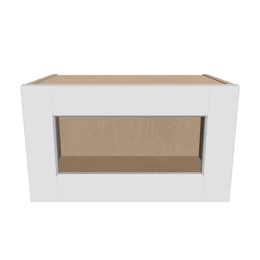 J&K White Shaker S8 Wall Glass Cabinet   21" W x 12" H (No Glass Insert)