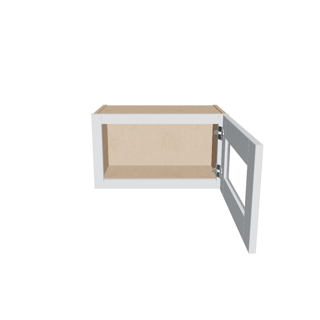 J&K White Shaker S8 Wall Glass Cabinet   21" W x 12" H (No Glass Insert)